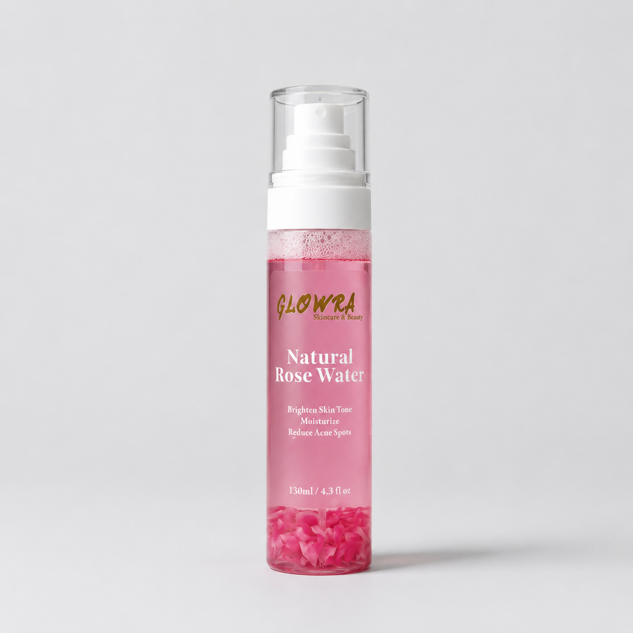 Glowra Natural Rose Water Toner 130ml hydrating face toner bottle